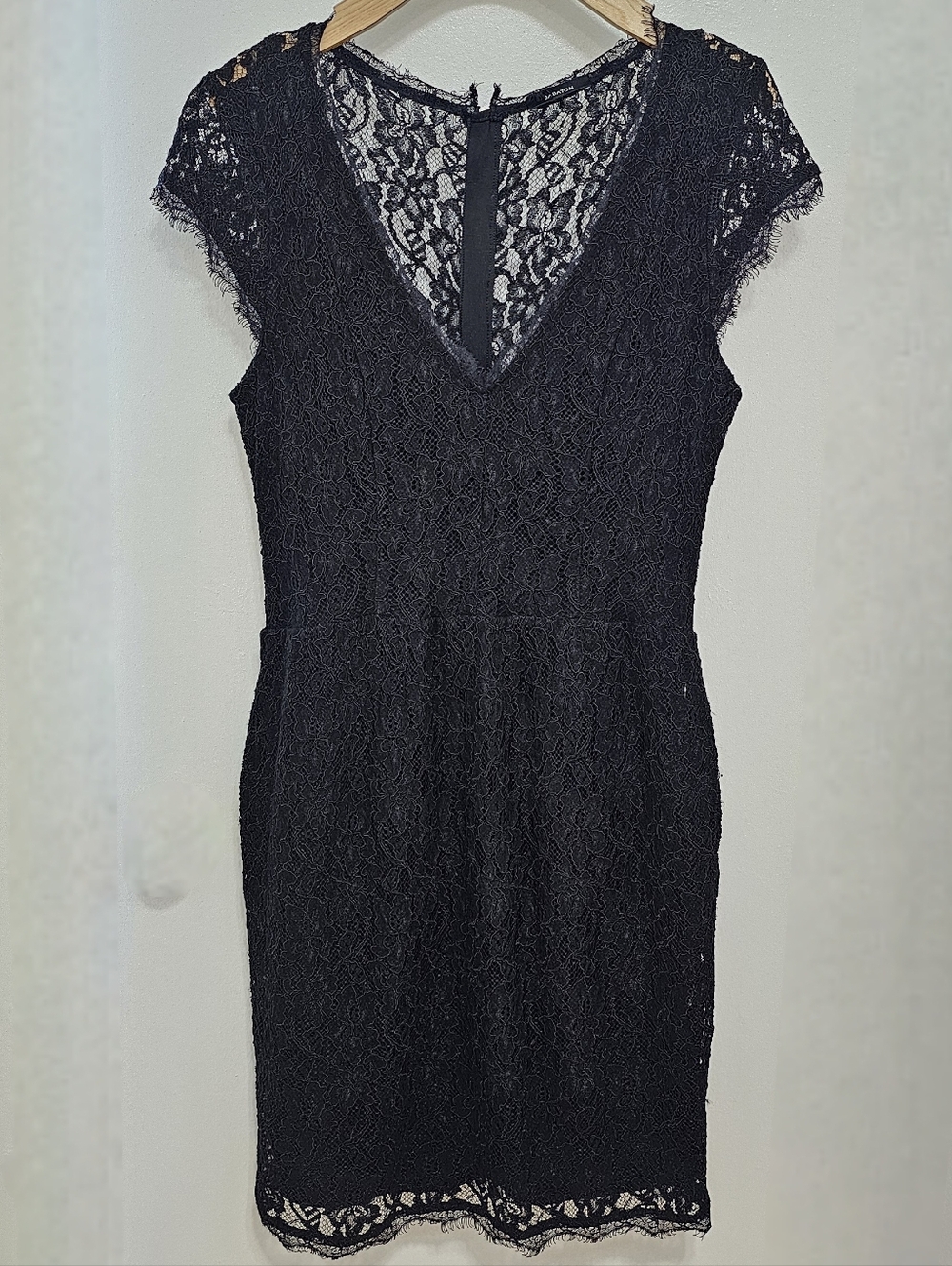 Aritzia Babaton Tobias Short-Sleeve Black Lace Mini Dress